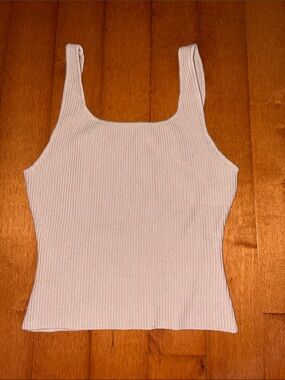 Love Tree Beige Ribbed Square Neck Tank